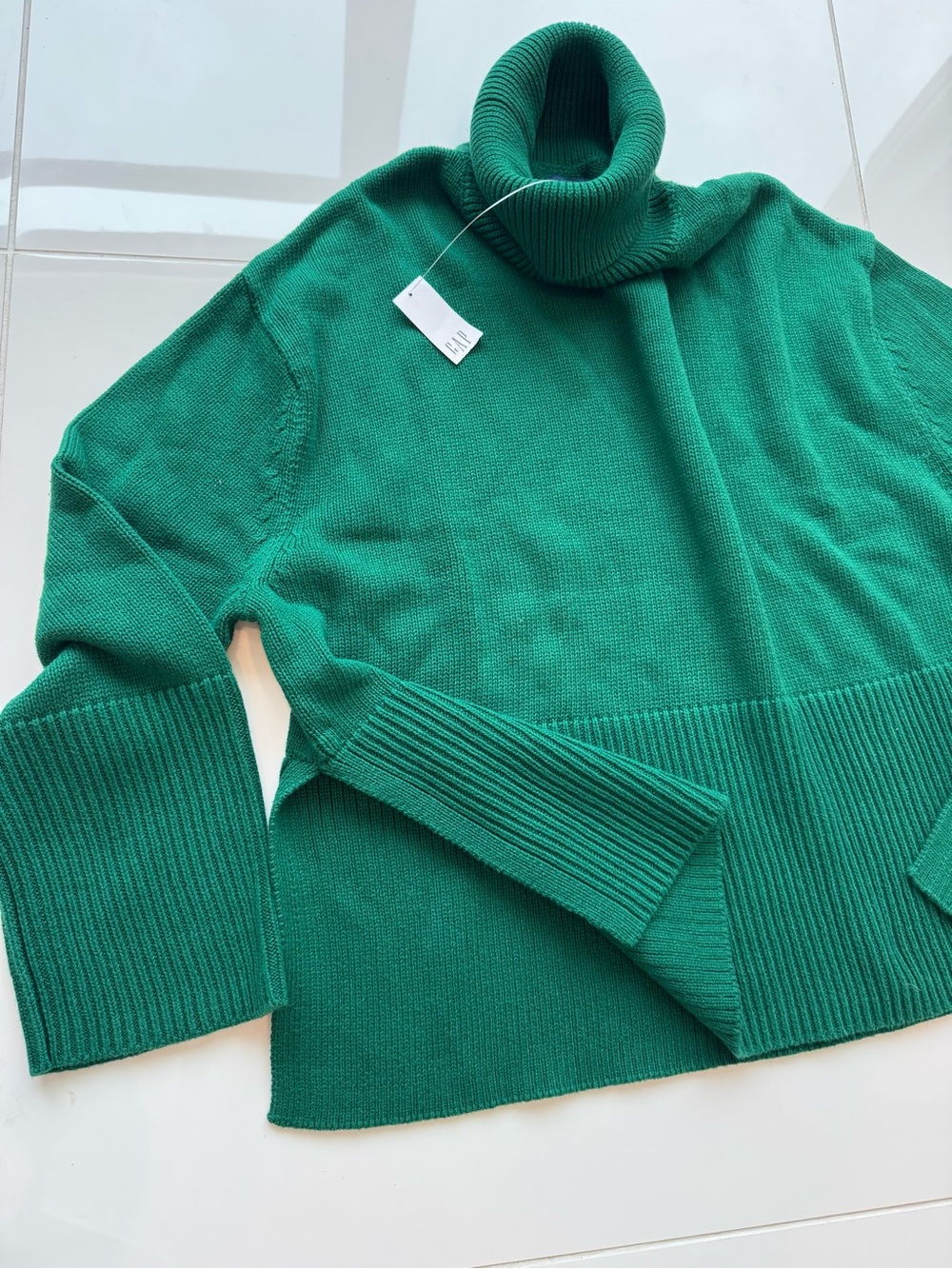 Gap Green Turtleneck Rib-Trim Women's Sweater